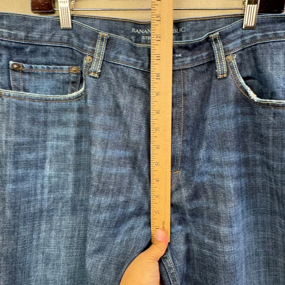 Banana‎ Republic Straight Fit Jeans Mens 38x25 Cropped Dark Wash Classic Denim